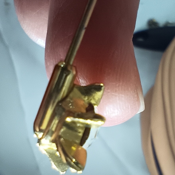 Vintage Gold Tone Cameo Stick Pin with Crystal Rhinestone - Picture 11 of 13